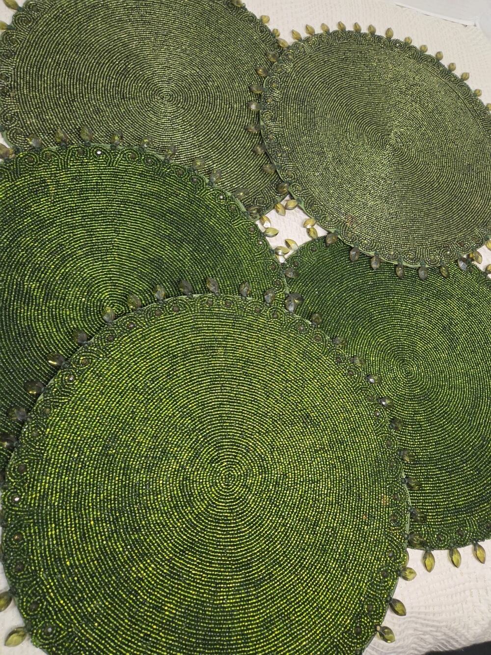 Christmas Green Beaded Round 15" Set Of 5 Placemat TableDecor Target Replacement